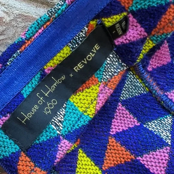 House of Harlow 1960Revolve Multicolor Geometric Woven Tapestry Strapless Dress - Picture 7 of 8